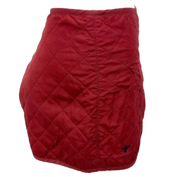 CHRISTIAN DIOR BURGUNDY QUILTED MATELASSE SILK SHORTS WITH BEE EMBROIDERY - Picture 2 of 6